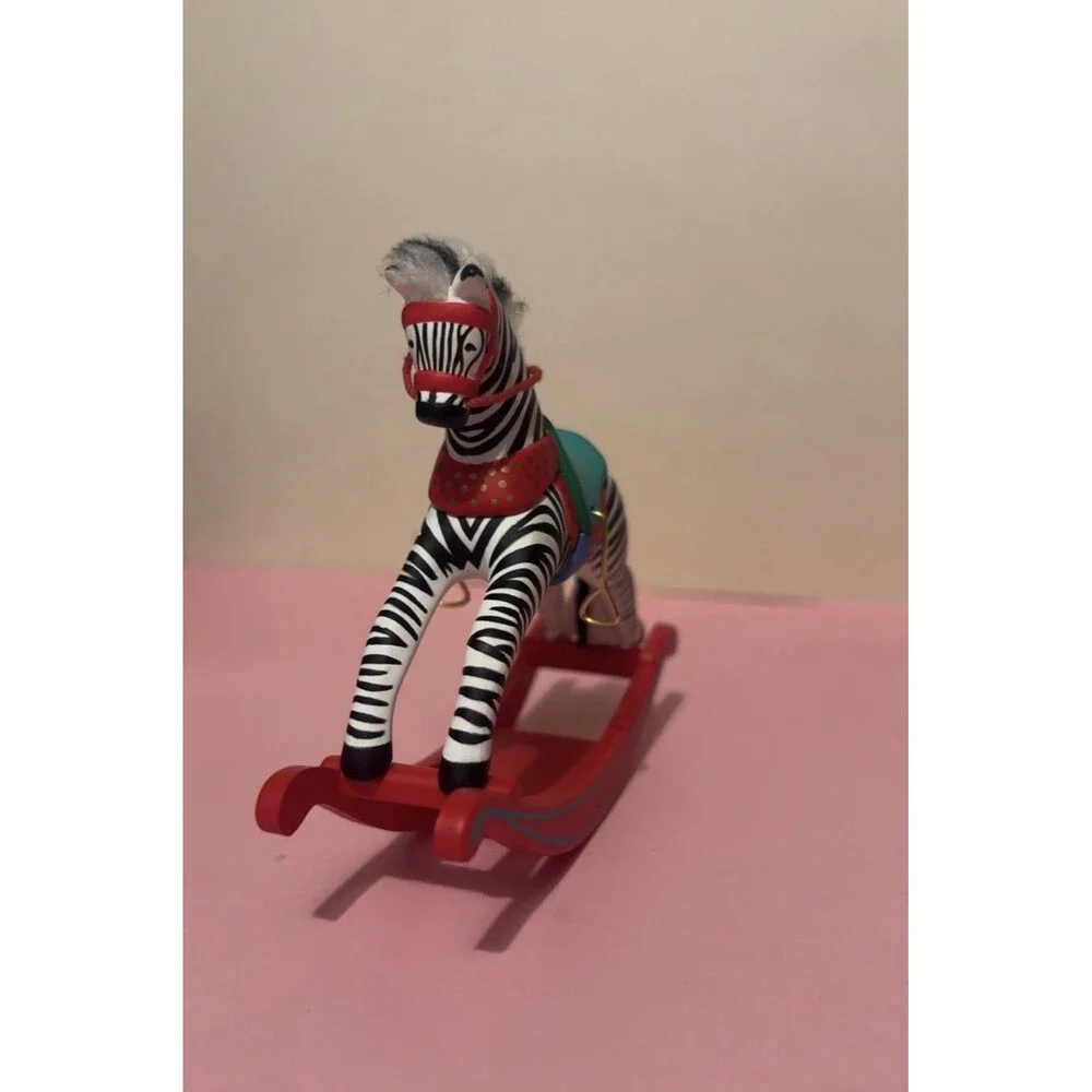Hallmark Keepsake Ornament 1999 Zebra Fantasy Rocking Horse Linda Sickman